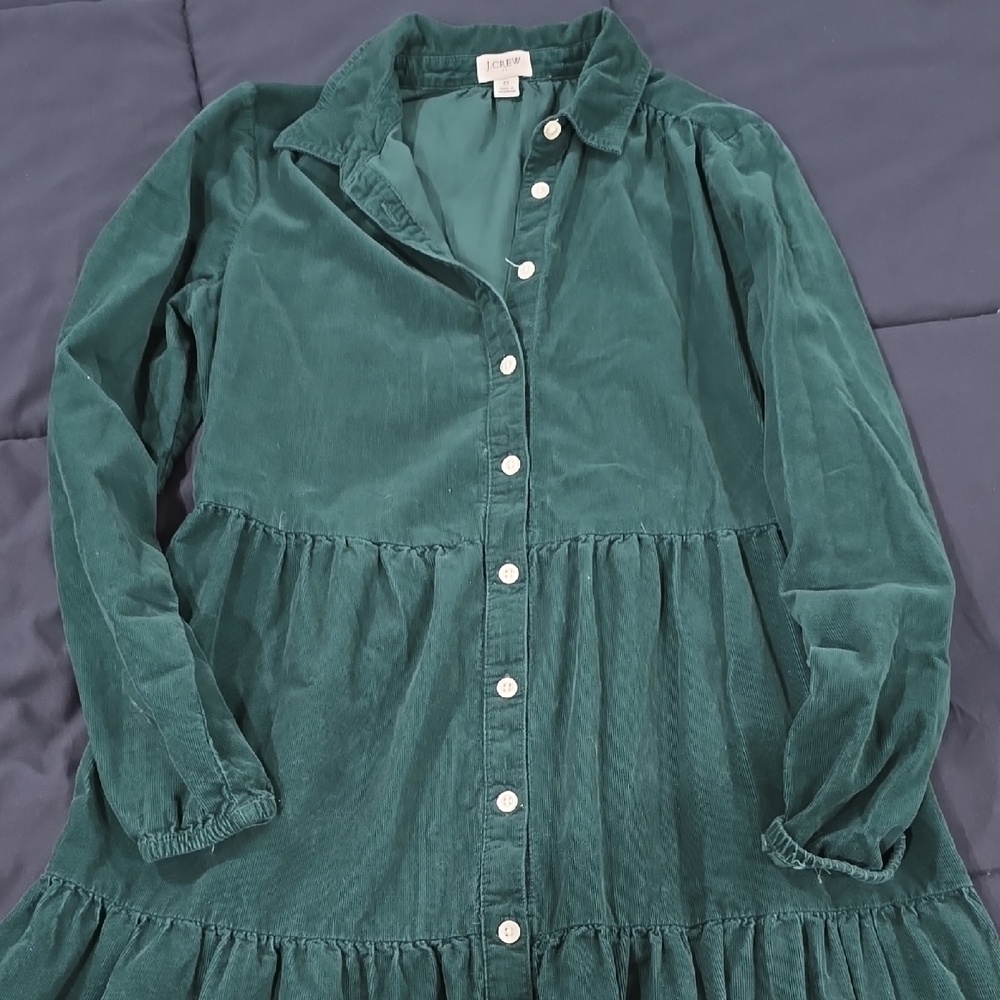 J. Crew Teal Button-Down Midi Dress